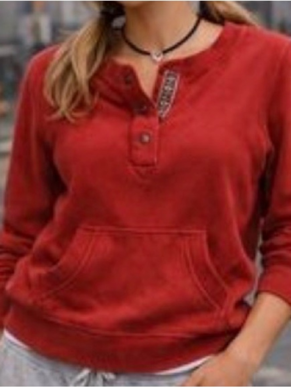 Retro Y2K-brick red, sweatshirt- thick knit 100% cotton -kangaroo pocket